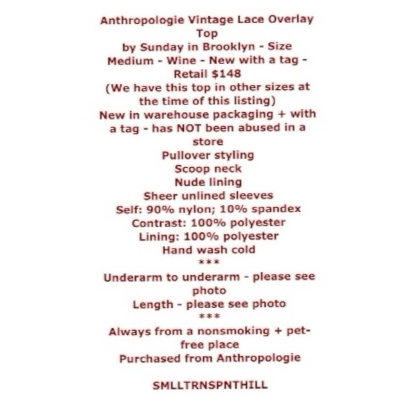 $148 Anthropologie Vintage Top Medium 6 8 Wine Lace Overlay 3/4 Sleeve Mixd Lace - Picture 2 of 16